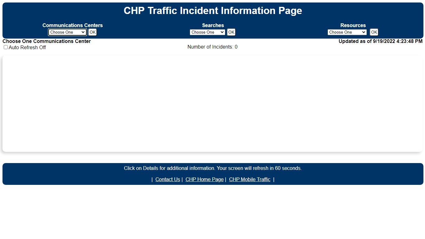 CHP Traffic Incident Information Page - California